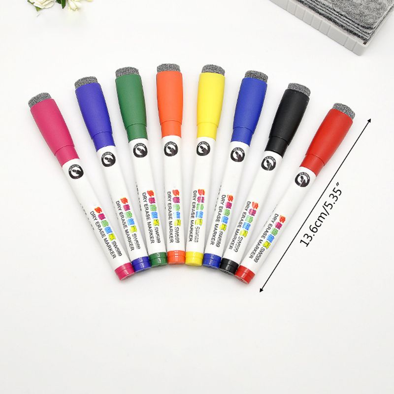 8 Kleuren Magnetische Whiteboard Marker Pennen Met Gum Uitwisbare Fine Nib Office Schoolbenodigdheden