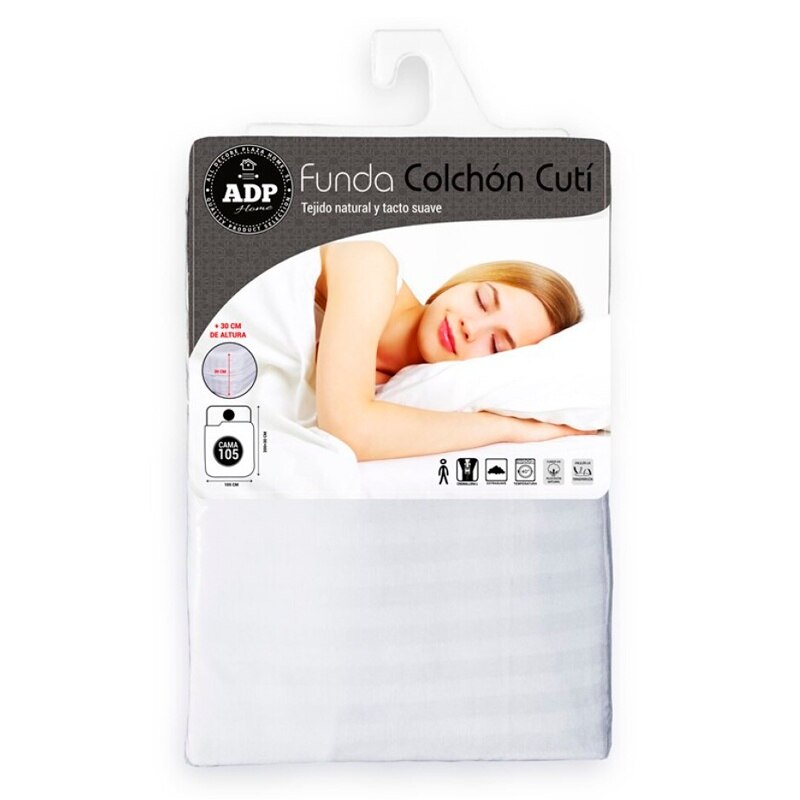 ADP Home - Funda de Colchón Cutí, Algodón 100% Natural, con Cremallera en L, Antimanchas, Tejido suave