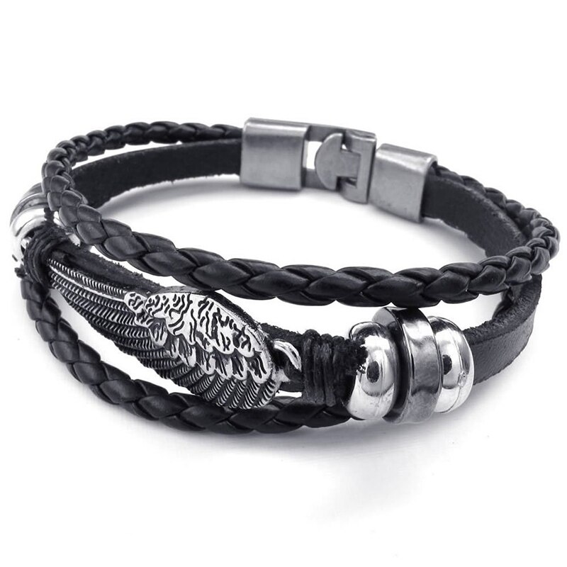 1pcs Jewelry Bracelet, Angelic Feathered Bracelet & 1pcs Jewelry Men's Necklace, Chain m Cord with Bag - 55cm