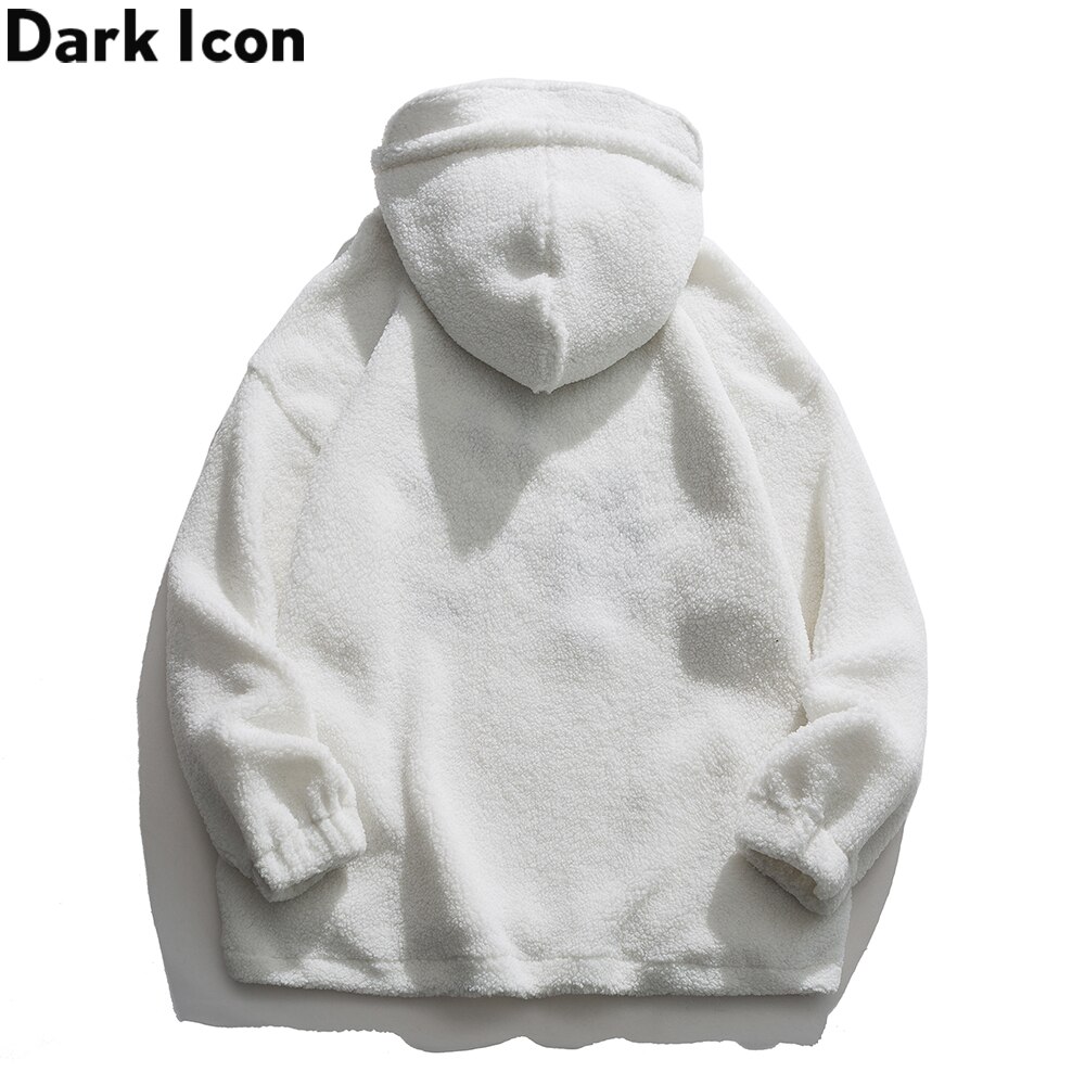 Dark Icon Embroidery Sherpa Hoodie Men Women Pullover Oversized Men's Sweatshirts and Hoodies Boy Girl Students Sweatshirt