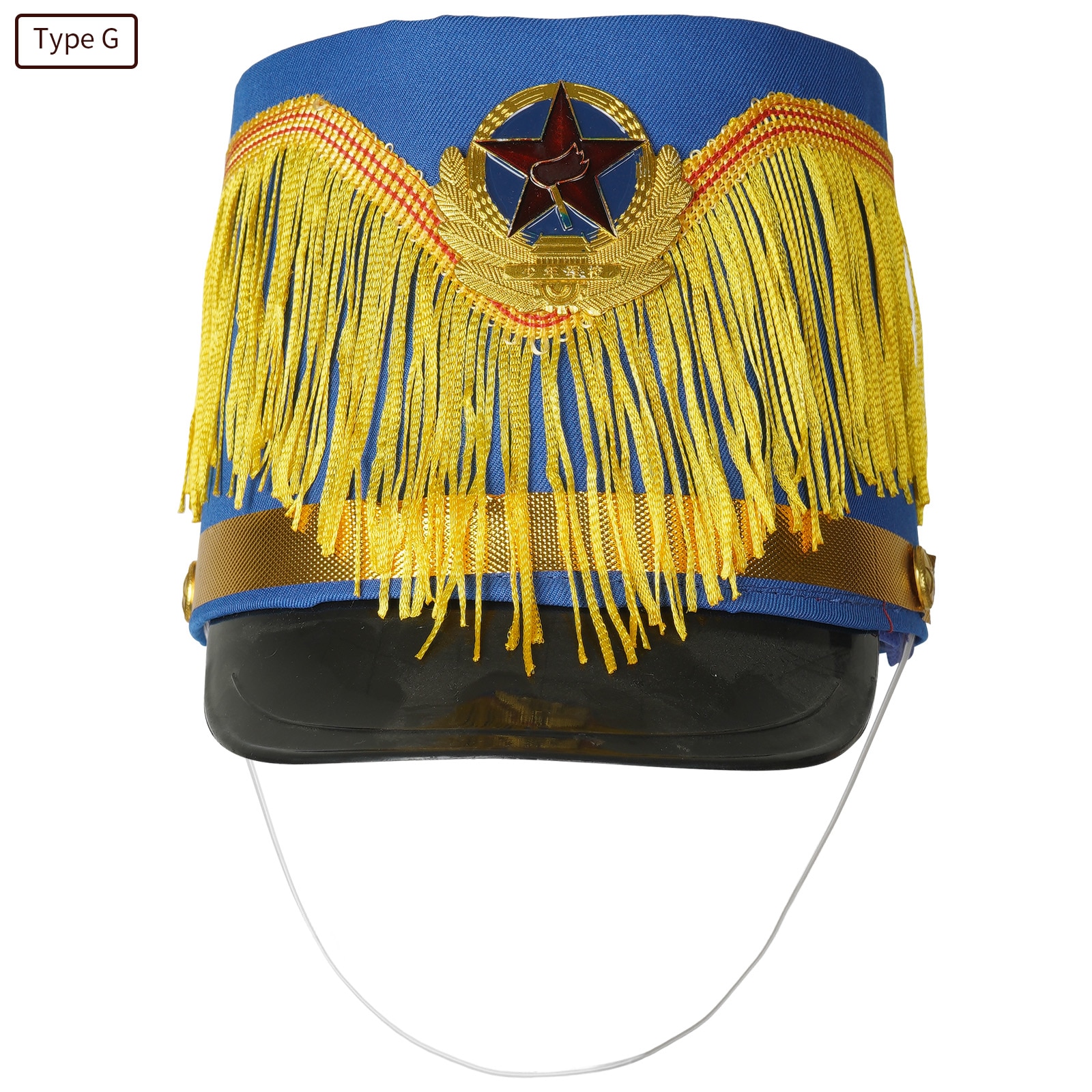 British Royal Guard Drum Head Hat Kid AdultHalloween Cosplay William Soldiers Students Brass Band Honor Guard Flag-Raiser Hat: Type G Blue