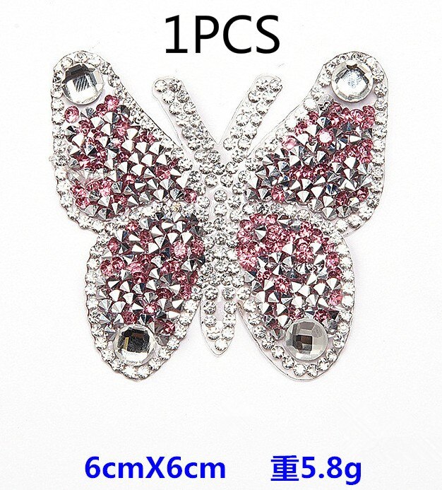 2pcs Iron On Butterfly Rhinestone Patches Thermo Stickers On Clothes Colorful Butterfly Patches can be used in T-shirt: c-1pcs