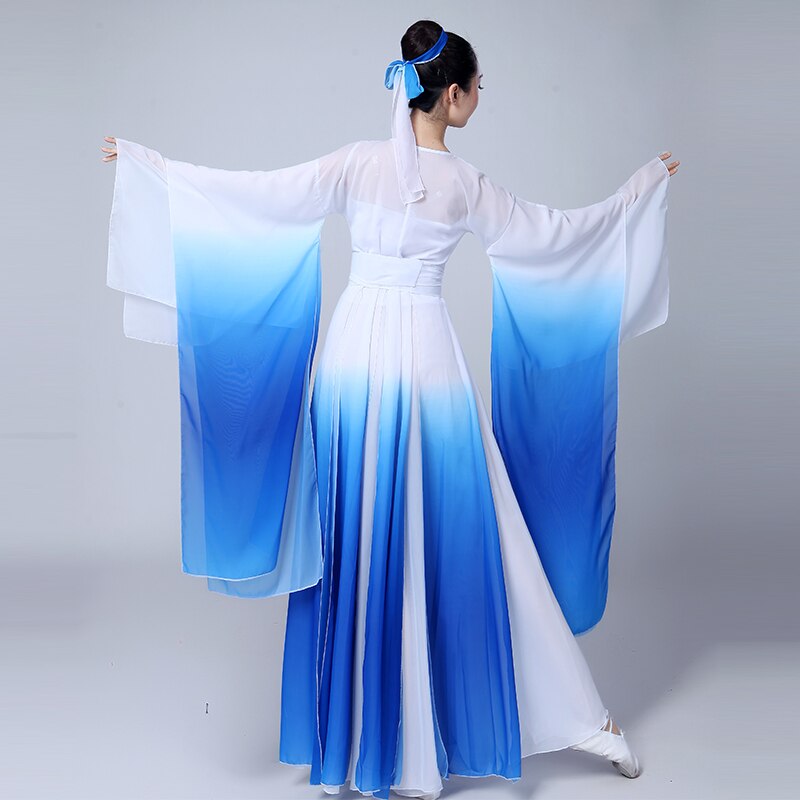 Hanfu-trajes de danza clásica para mujer, conjunto de baile de abanico , disfraz chino antiguo