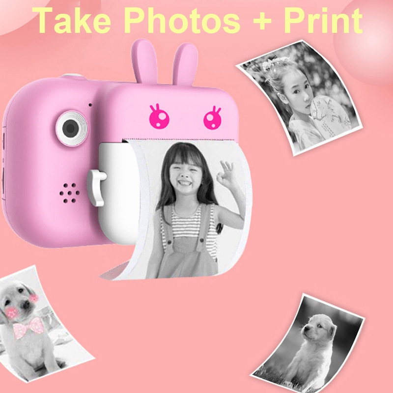Kids Camera 1080P Digital Camera For Children Print Camera 24MP Cartoon Photo Video Camera One-Click Selfie Camera for Boy Girls