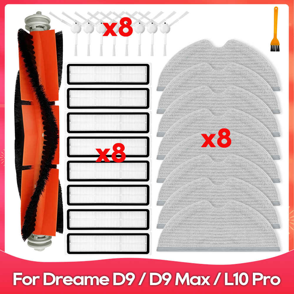 Fit For ( Dreame D9, D9 Max, L10 Pro, Trouver LDS Finder ) Roller Side Brush Mop Water Tank Filter Dust Box Accessory Part: army green