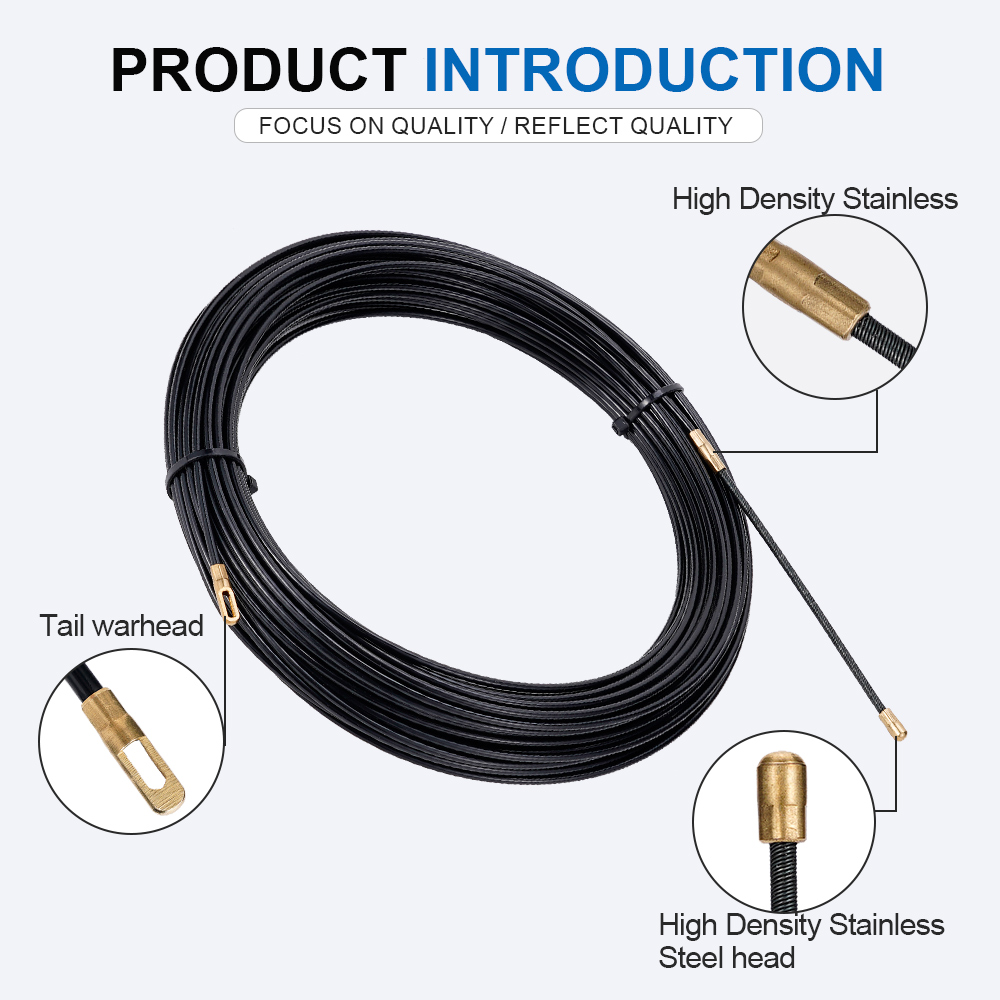 Extractor de cables de 3mm, 5M-40M, guía, extractor de empuje, Cable de pared de nailon, plomo, cinta de resorte para electricista, enhebrador de conducto, herramienta de ayuda para cableado