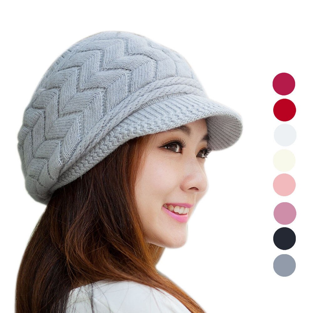 Autumn Winter Hats Women Solid Skullies Knitted Newsboy Cap Men Ladies Casual Wool Hat Winter Beret Women Painter Cap
