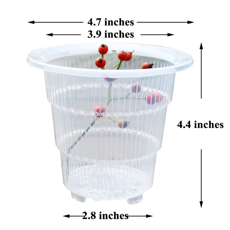 Nätkruka 4 5 6 tums klar orkidékruka i plast med hål blomkruka orkidékruka genomskinlig vägg bra dränering och lufthål: 4 tum / 1 st