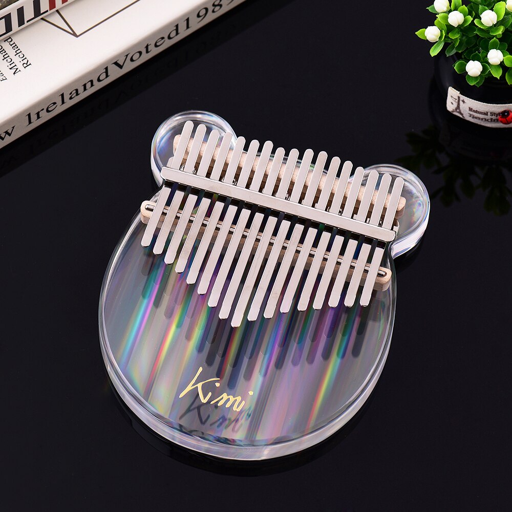17-chave kalimba polegar piano material transparente com saco de transporte nota musical adesivos tuning martelo pano de limpeza presente musical