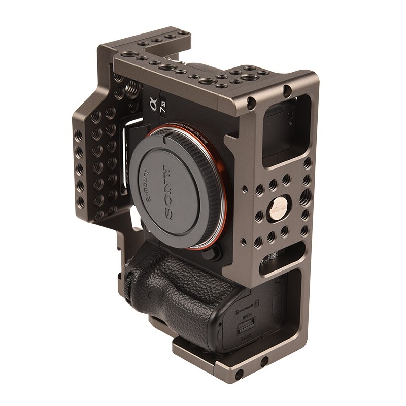 VLOGMAGIC Camera Stabilizer Cage Rig for Sony A7RIII A7M3 A7III with Cold Shoe Mount Thread Holes（Bronze)