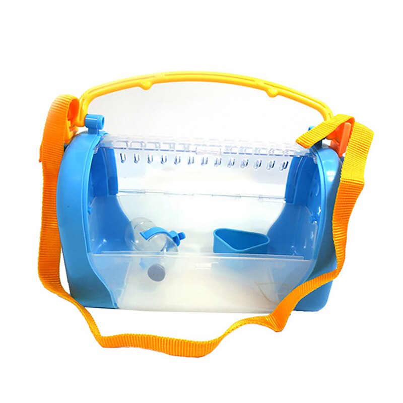 Transportín portátil para animales pequeños, jaula de viaje transpirable con botella y alimentador para mascotas, rata, hámster, erizo, Chinchilla