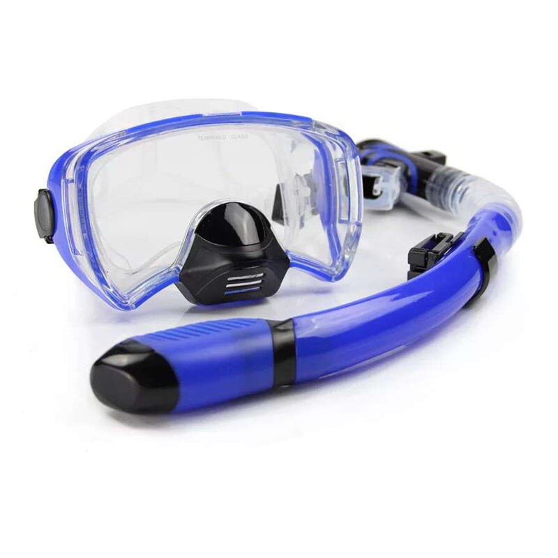 Diving Mask Diving Fins Snorkeling Tube Set Men Women Shoes Swim Glasses Adult Long Flippers Sports Equipment: Blue