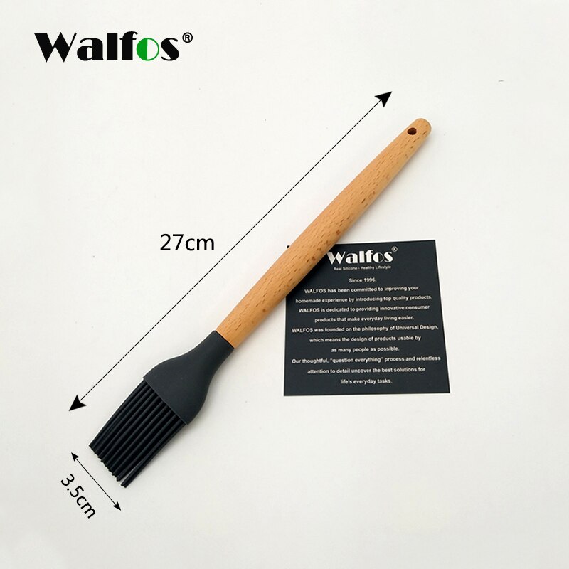 Walfos köksredskap naturligt bokträ handtag silikon köksredskap set silikon matlagning verktyg set köksredskap set: Borsta a