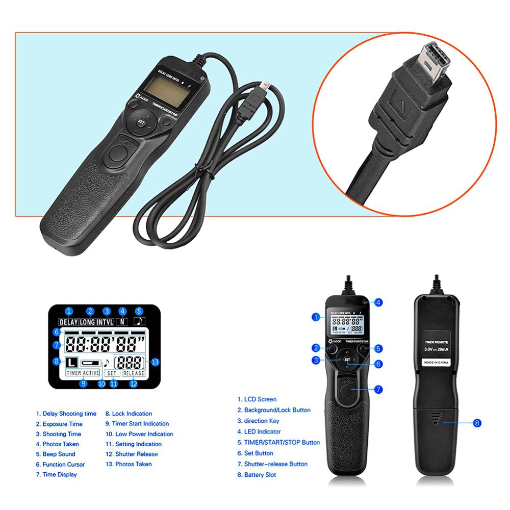 Minuterie LCD automatique de 90cm, obturateur à distance pour appareil photo reflex numérique Nikon Z7 D750 D610 D7500 D7200 D5600