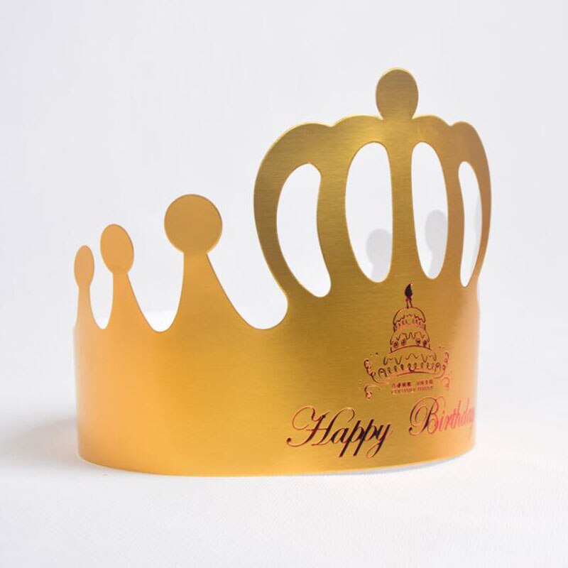 100 stks/partij Brithday Hoeden Feestartikelen Bronzing Hoed Kroon Gouden Kleur Met "Happy Birthday" Letters Voor Kinderen en volwassen
