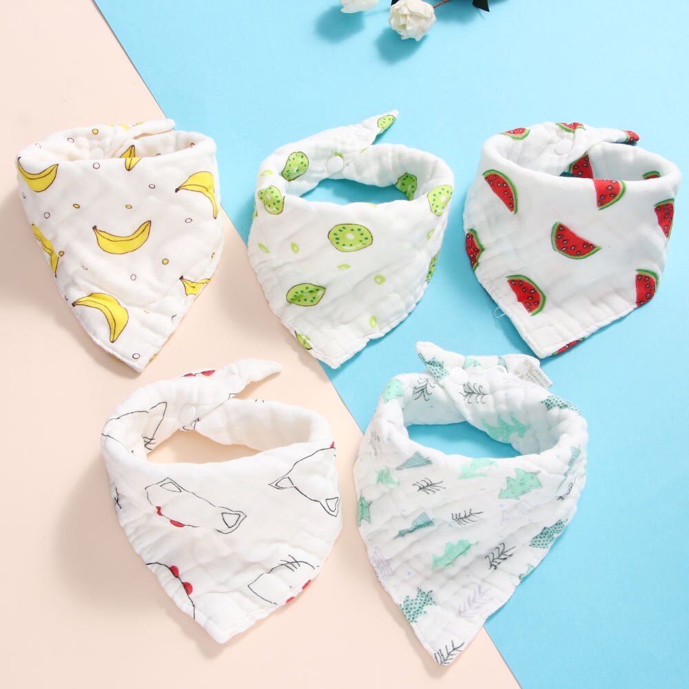 unisex Nette 8-schicht Baumwolle Baby Lätzchen Weichen Obst aufbringen Banane Erdbeere Bandana für Kleinkind Kleinkind Rülpsen Fütterung Speichel handtuch