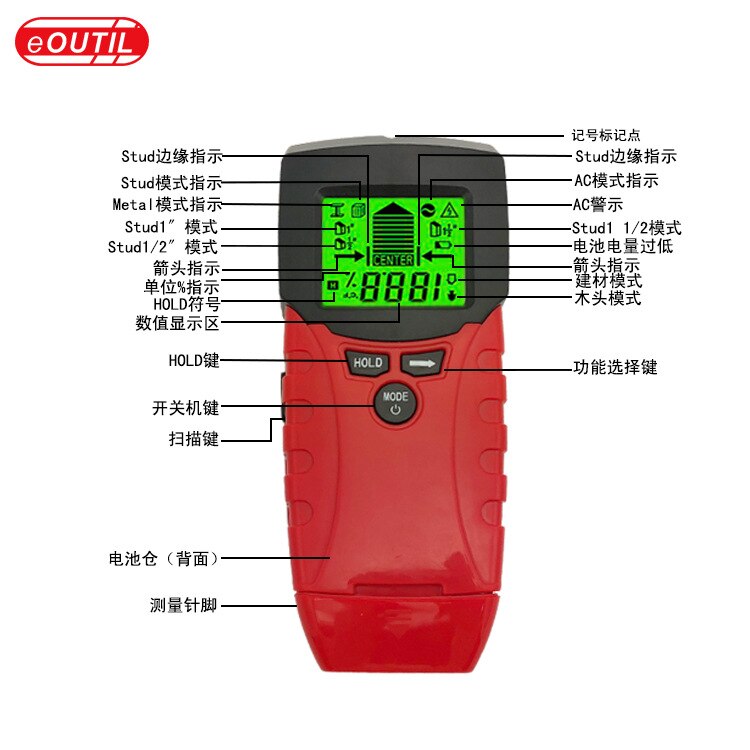 Wall Detector|Digital Metal Detector|Wood Moisture Tester|TM100