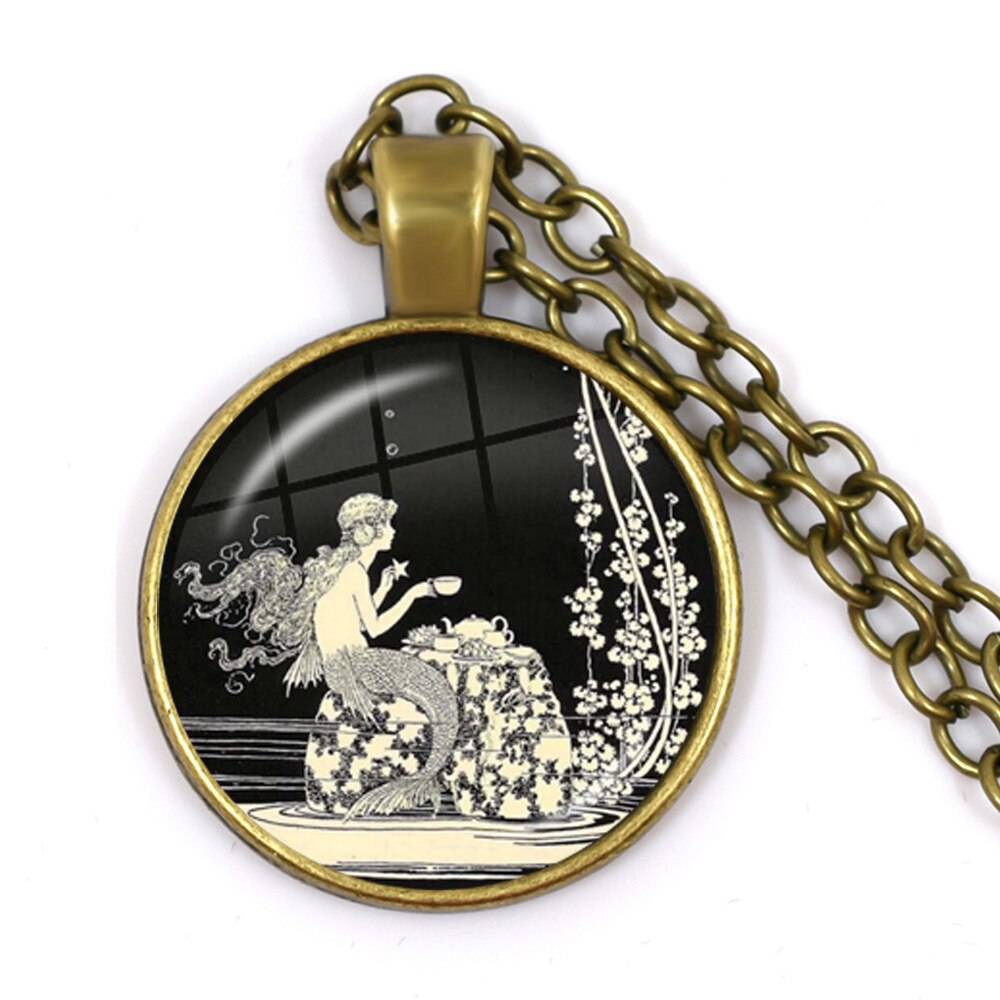 Nouvelle chaîne artisanale Vintage grenouille fée pendentif collier verre Cabochon femmes charme bijoux colares e correntes feminino: Plaqué or antique