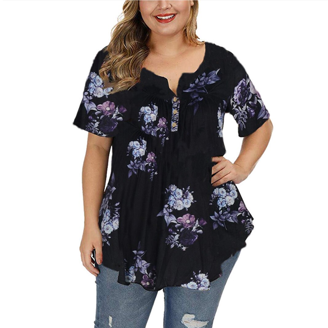 2022 Zomer Vrouw T-shirt Losse Vintage Korte Mouw Gedrukt Tshirts Vrouwelijke Vet Mm Plus Size Vrouwen Kleding Grote Maat Tops