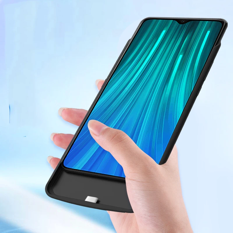 Schokbestendige en slanke batterijopladerhoes voor xiaomi redmi note 8 pro 8 10000 mah reservebatterij.