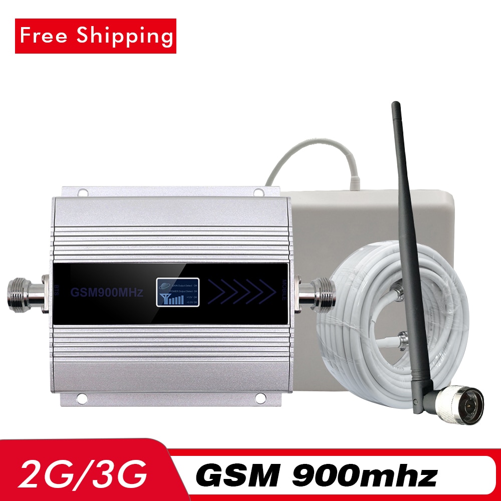 60dB LCD Display Cell Phone Signal Booster 2G GSM 900mhz Mobile Signal Repeater 2G 3G GSM Network Cellular Amplifier Antenna Set