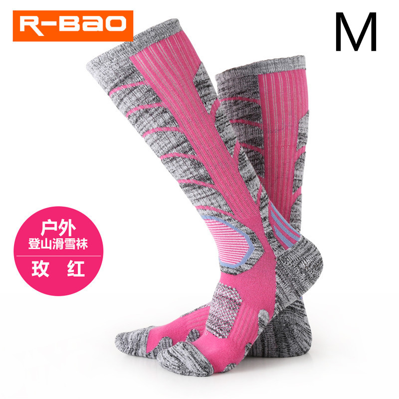 R-BAO Warme Lange Thermische Socken Alaska Männer Frauen Dicker Baumwolle Outdoor Sport Klettern Camping Wandern Schnee Ski Socke: rose