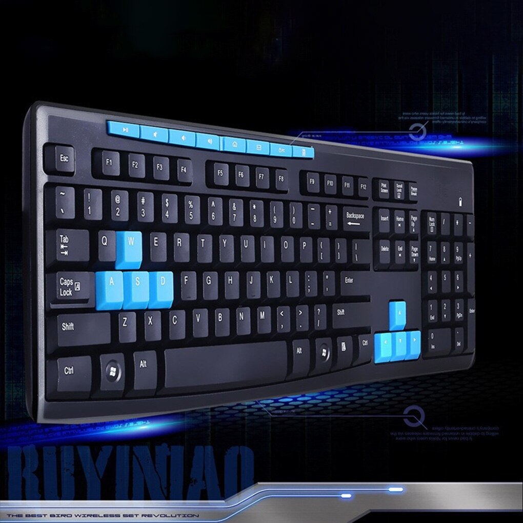 2.4G Wireless Keyboard Mouse Set 1600DPI Full-size Keyboard Mouse Combo USB Receiver Universal Keypad Mice for Laptop Desktop