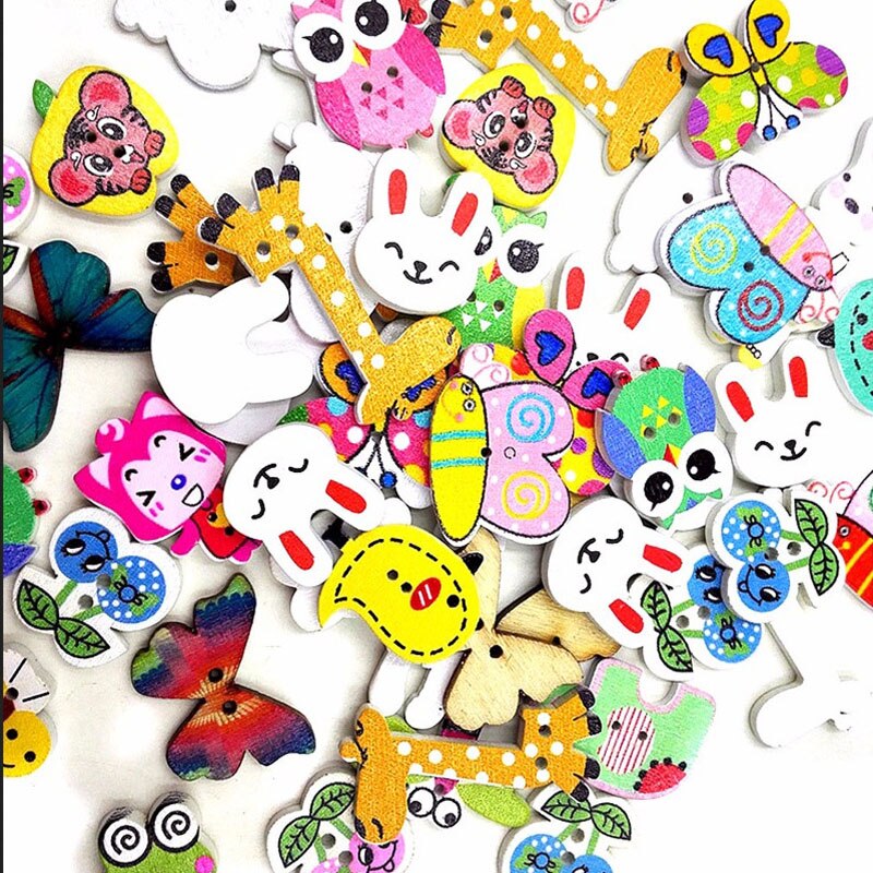 50pcs wooden Buttons for crafts scrapbooking accessories decorativos botones de madera para manualidades