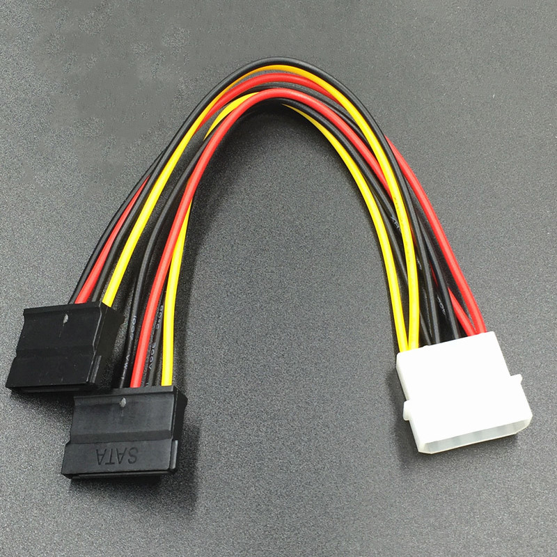 Cable de extensión de fuente de alimentación HDD de 4 pines IDE Molex a Dual SATA de 15 pines ATA SATA Y divisor conector de Cable adaptador de disco duro Dual
