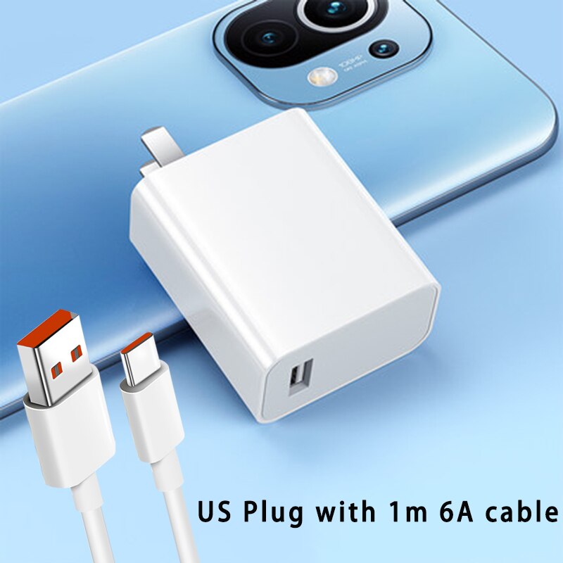 33w Turbo Ladegerät Für Xiaomi Pad 5 Redmi Hinweis 10 EU QC 3,0 Schnelle Lade Telefon Ladegerät Kabel Für poco X3 NFC M2 Pro Mi 10T 5G 11X: 30w / us plug with cable