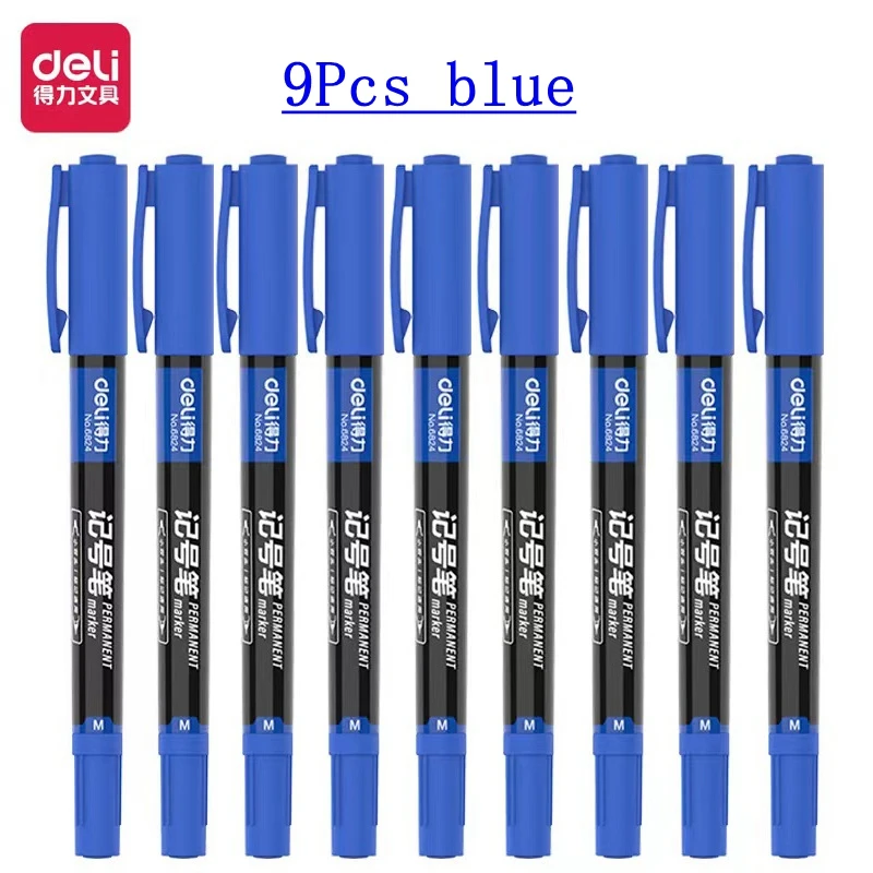 Deli 5/9pcs Twin Tip Permanent Marker Pens 0.5-1.2mm Nib Waterproof Ink Oily Black Ink Fine Point Paint Marker Pen Stationery: PURPLE