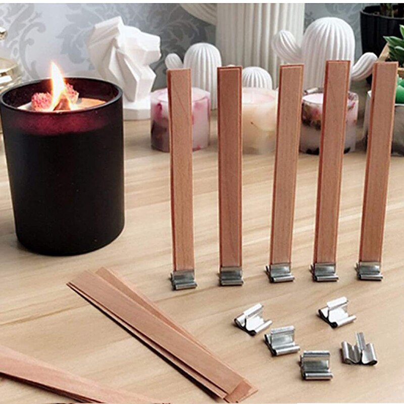 Wood Candle Wicks Candl Wick With Base Wooden Candle Wick Set Core For DIY Candle Making Supplies Handmade Soy Parffin Wax Wick