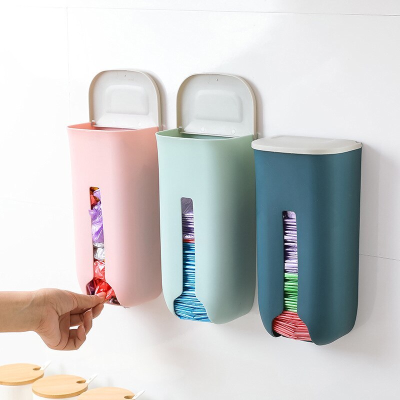 Plastic Self-Adhesive Wall-mounted Garbage Bag Storage Box Organiazer Container Durable Kitchen Grocery Holder Dispenser