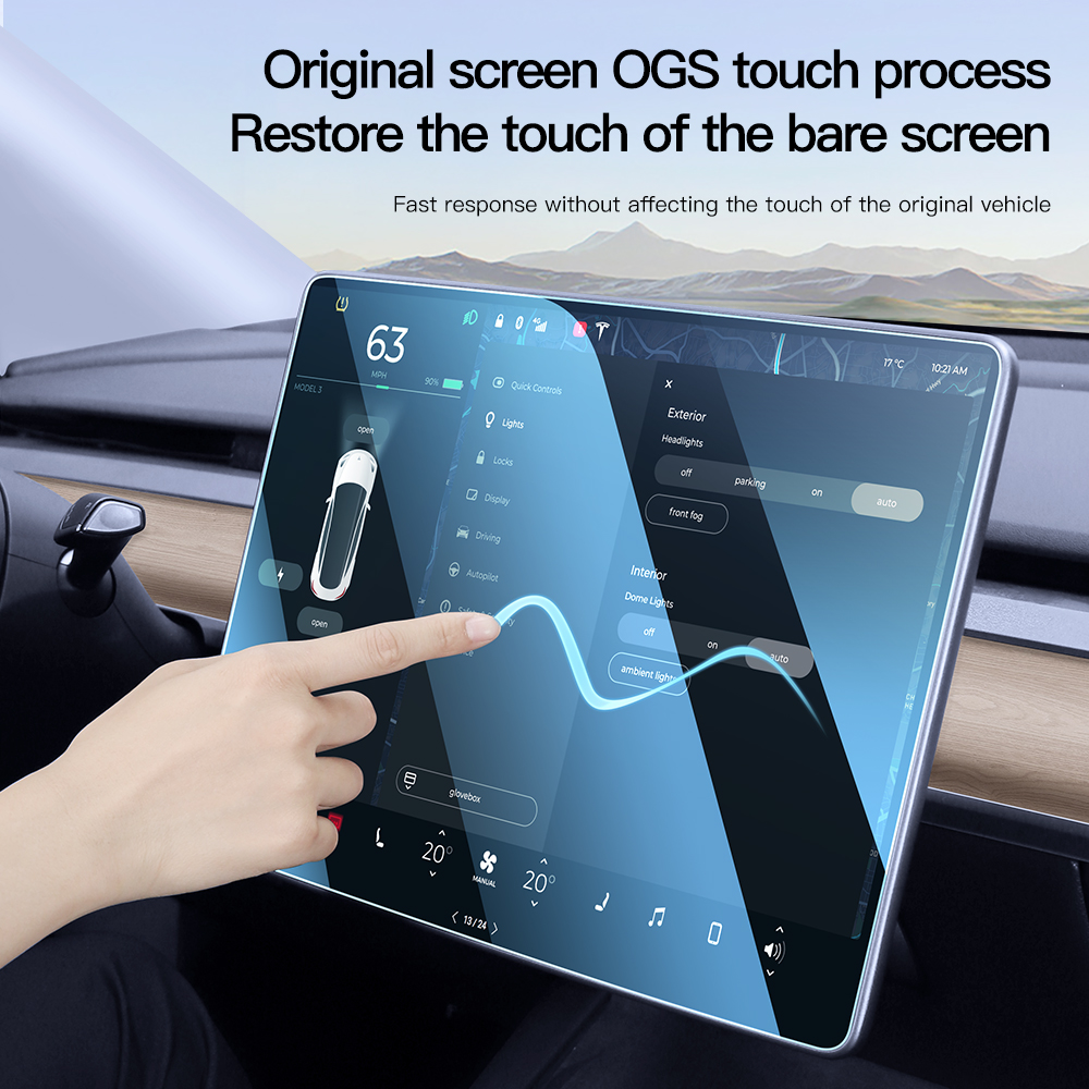 YZ Displayschutzfolie aus gehärtetem Glas für Tesla Modell 3 Y X 2023 2022 , Center Kontrolle-Zubehör, Tesla HD-Folienschutz