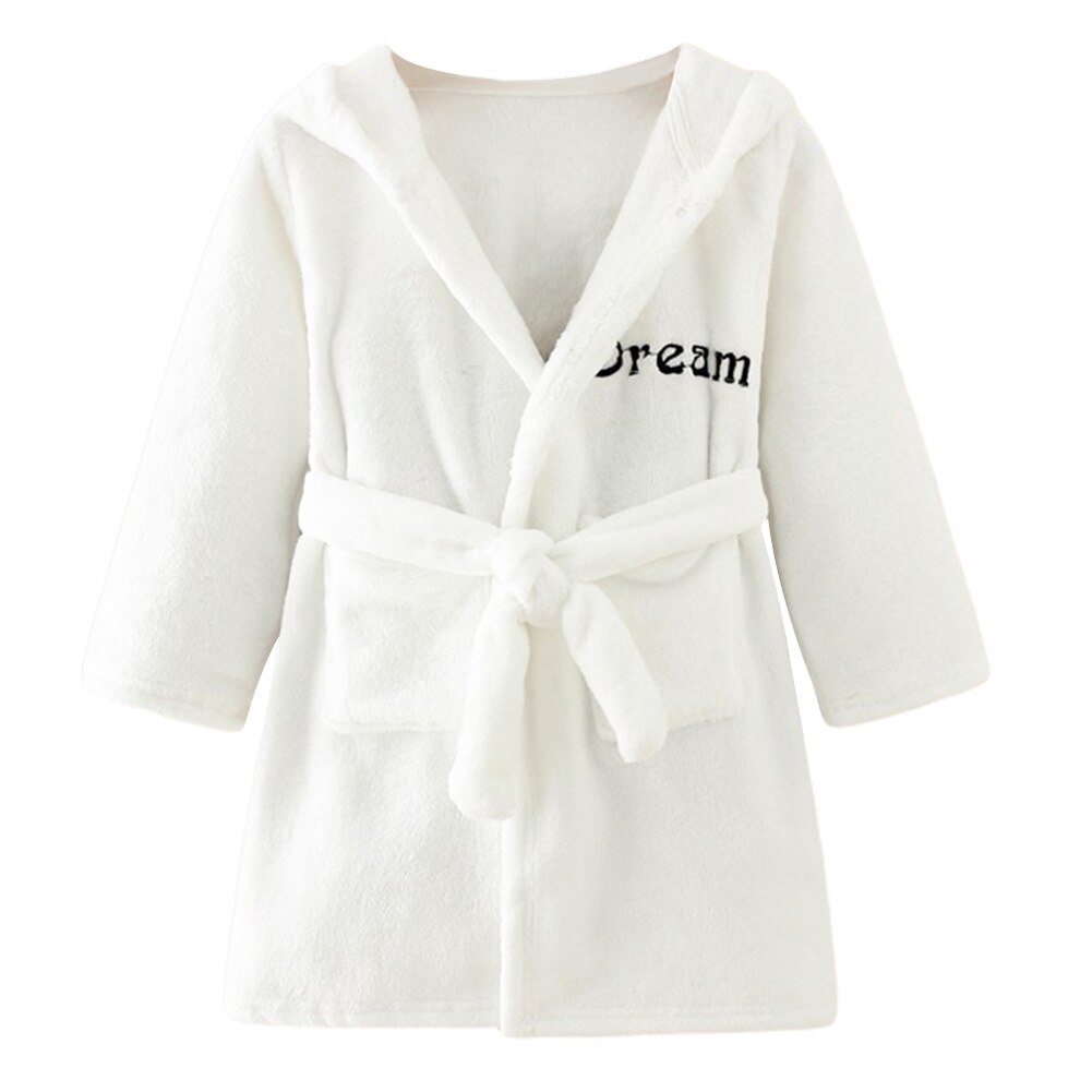 Crianças roupões de banho flanela inverno crianças pijamas com capuz robe infantil pijamas camisola para meninos meninas 3-10 anos roupas de bebê: W / 7-8T