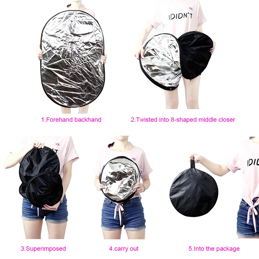 5Pcs Photography Reflector Portable Collapsible Oval Multi-Disc Light Photo Studio Reflector Fotografia Props 90x120cm 60x90cm