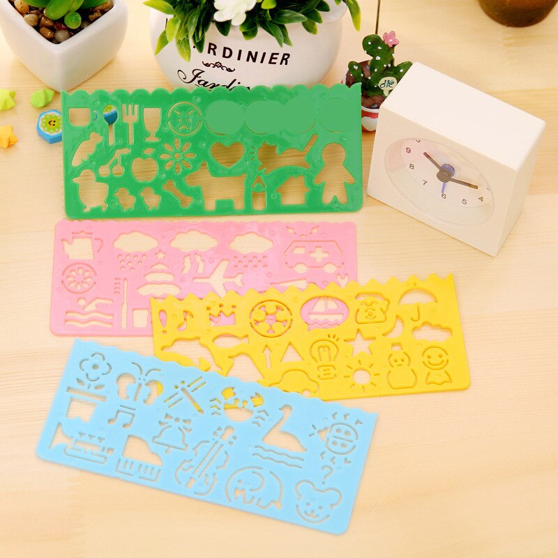1/2/3Pcs Leuke Art Grafische Symbolen Tekening Sjabloon Briefpapier Heerser Kids Opstellen Stencil Speelgoed Voor kinderen Kids Student