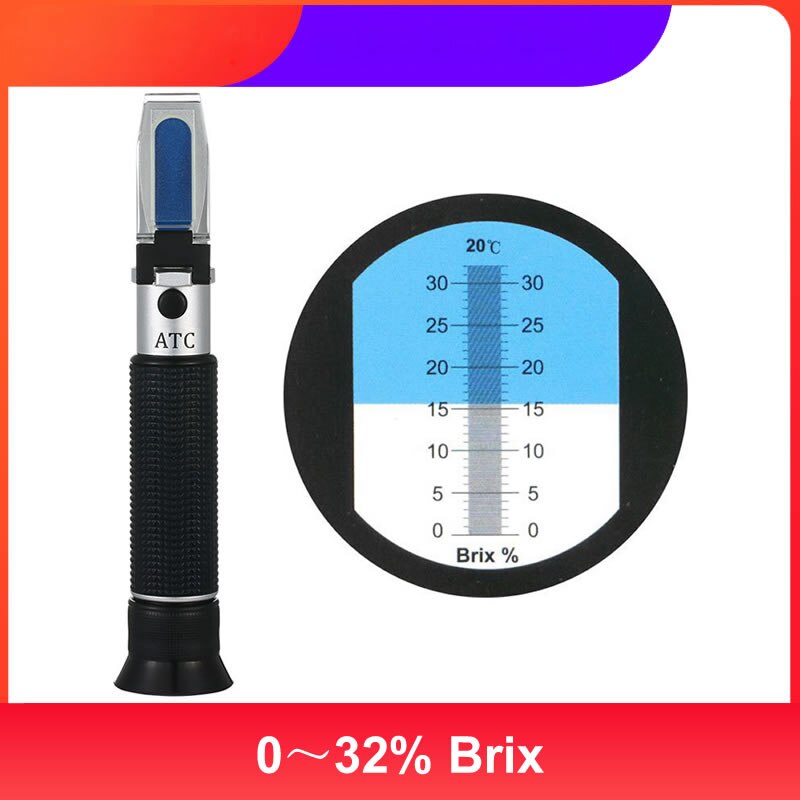 Réfractomètre portatif Brix, 28 ~ 32%, mesure de la Concentration de sucre, 45 ~ 62%, Brix mètre 0 ~ 82%, réfractomètre ATC, directe: 0-32 Brix
