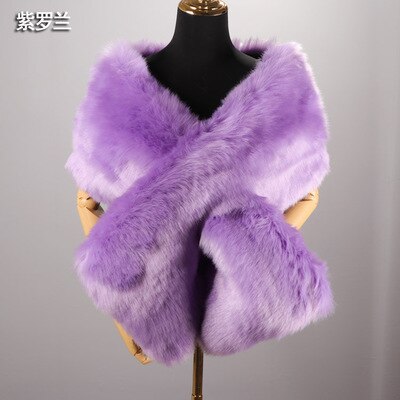 PEORCHID Blue Faux Fur Wedding Shrug Bolero Bridal Shawls And Wraps Stola Elegante Donna Red Women Party Winter Wedding Cape: 10