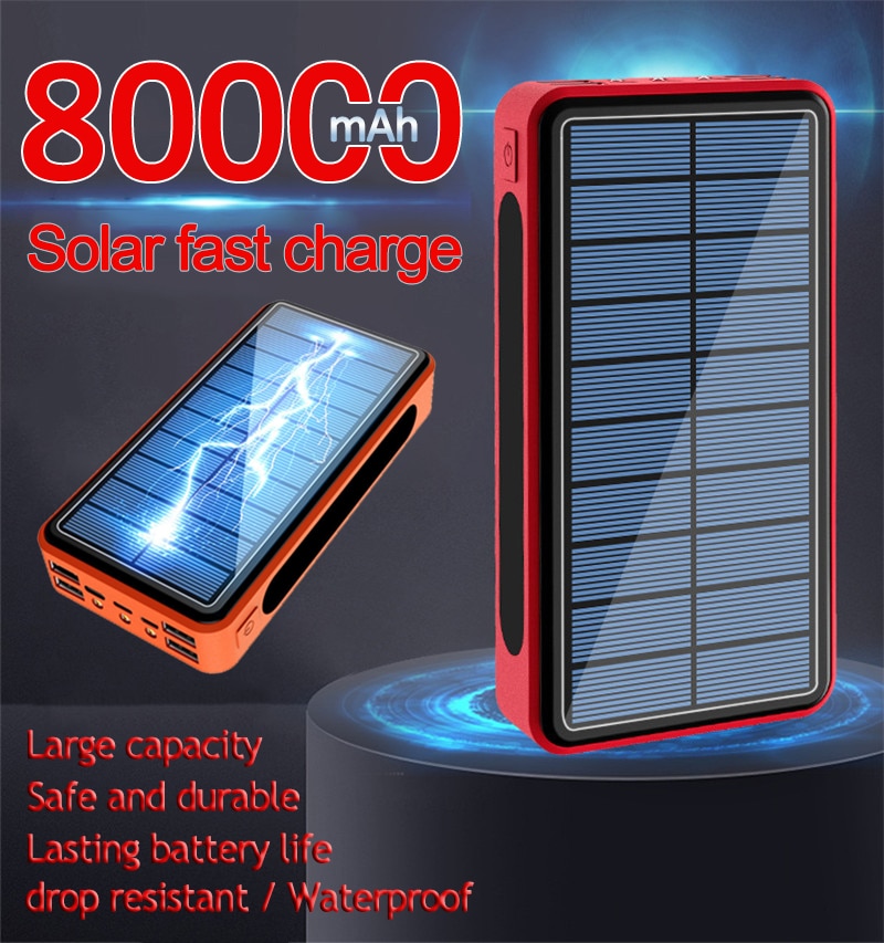 80000mAh Energie Bank Solar- Batterie Tafel Große-kapazität draussen Reise Energie 3 LED Beleuchtung für Xiaomi Samsung IPhone