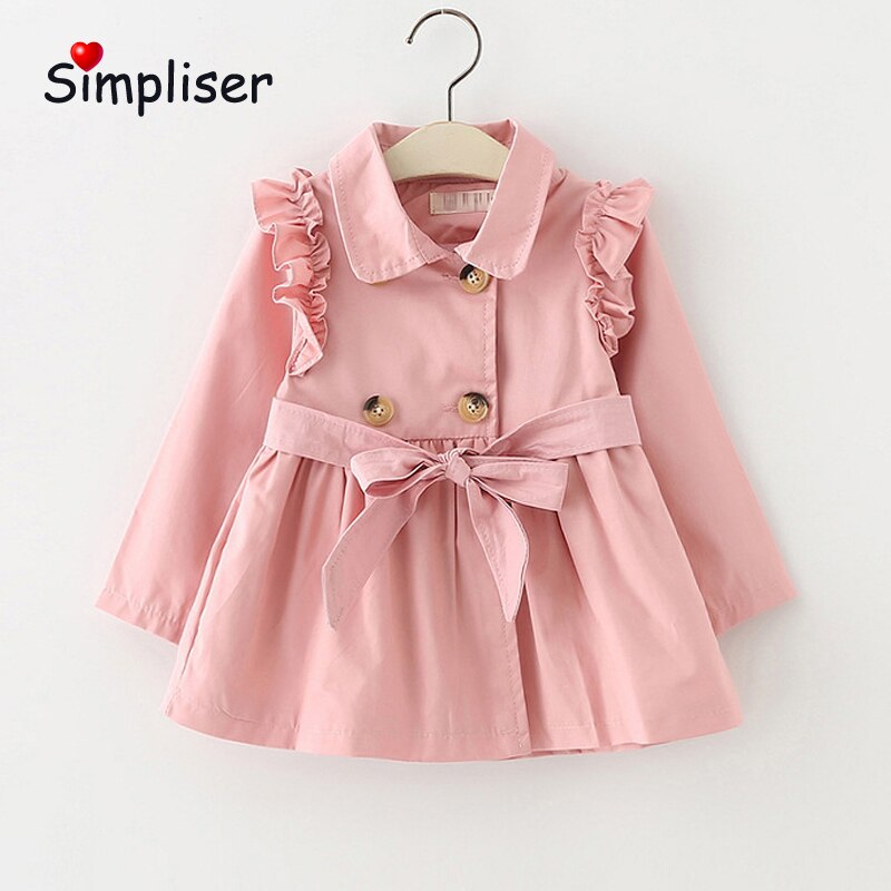 Elegante Meisjes Klassieke Trenchcoat Kids Meisjes Streetwear Windjack Kaki Roze Uitloper Kinderen Lange Mouwen Kleding Riem