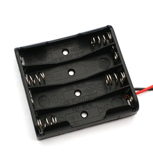 1 Pcs Batterij Box Case Plastic Box Houder Met 6 ''Cable Lead Voor 4 X Aaa Batterijen Voor Solderen aansluiten Zwart
