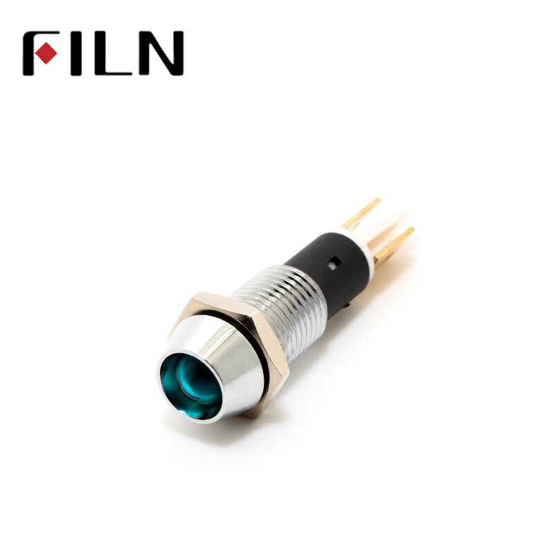 FILN 220v Indicator light 12mm concave led matel led red yellow white blue green 6v 24v 110v 220v 12v with terminal pins