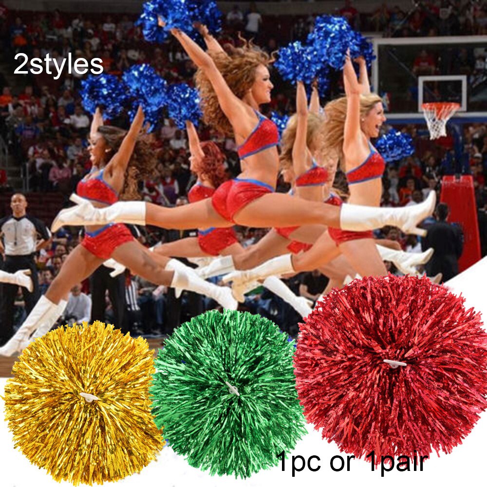 Pom-pom-pom-pom-pom girl pom-pom girl, boule de pom-pom girl, poignée en plastique, banderole métallique, jeu de sport, décoration de Concert Vocal, 1 pièce