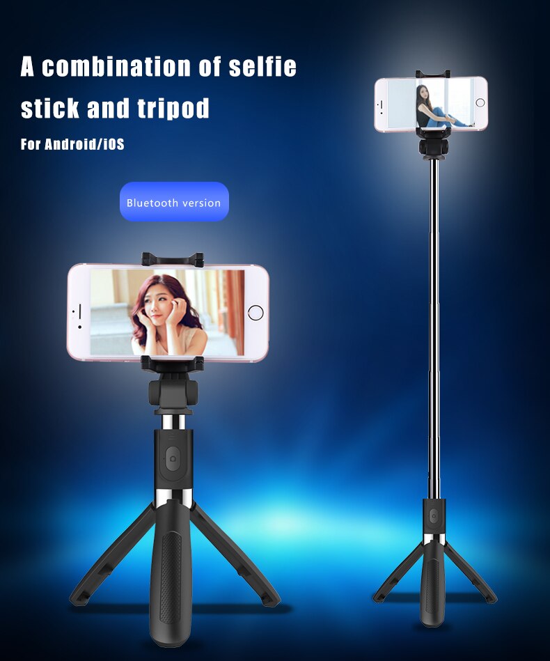 3 in 1 bluetooth monopod stativ stativ til xiaomi redmi note huawei iphone 11 xr 7 8 plus samsung mobiltelefon smartphone stativer
