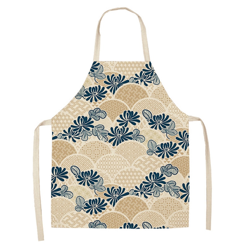 Sea Mark Pattern fartuchy kuchenne dla kobiet bawełniane lniane śliniaki domowe czyszczenie fartuszek domowe gotowanie fartuch