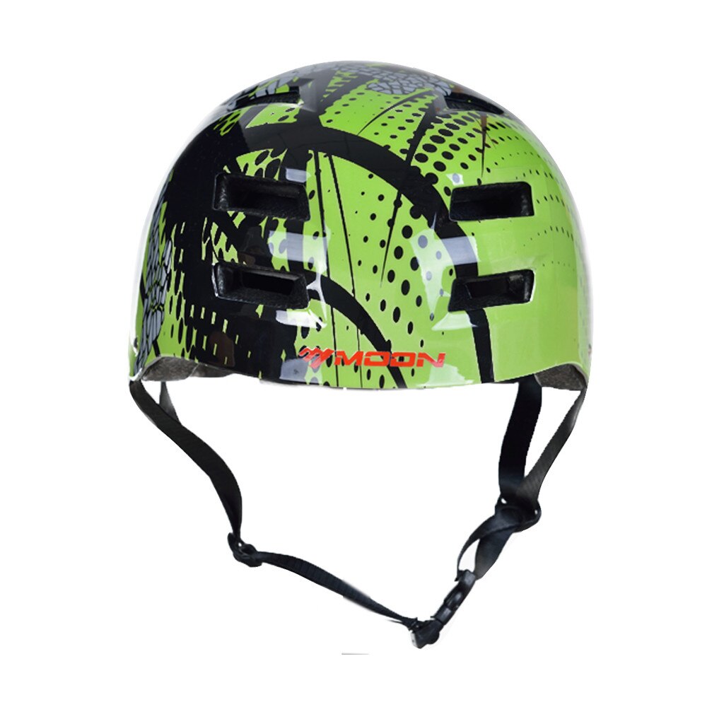 MOON-casco de ciclismo ligero, protector de conducción con amortiguación, ventilación, estampado a mano, para bicicleta de montaña: GREEN / M