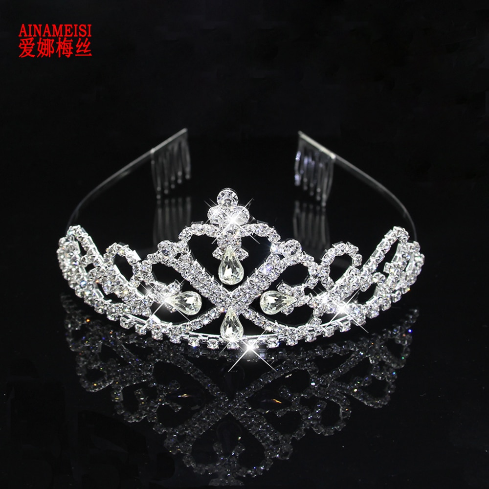 Ainameisi blå krystal tiara bryllup krone pandebånd kvinder piger rhinestone fest brude hår smykker tilbehør