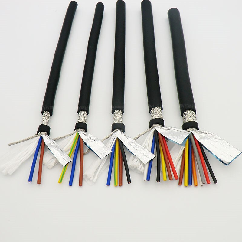 Afgeschermde sleepkabel 4 -aderig 0.3, 0.5, 0.75,1 mm² hoge flexibiliteit trvvp sleepkettingkabel 5m (22,20,18,17 awg)