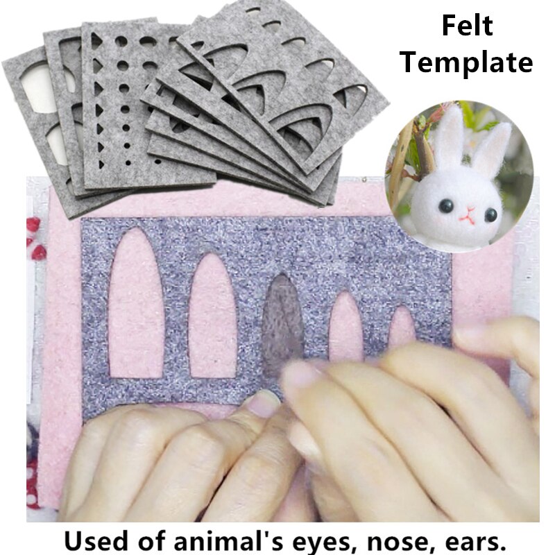 Uldfilt håndlavet dyrefilt skabelon filtformer filt katte næse & øre & øjne diy håndværk nålefilteværktøj nålefilteværktøj